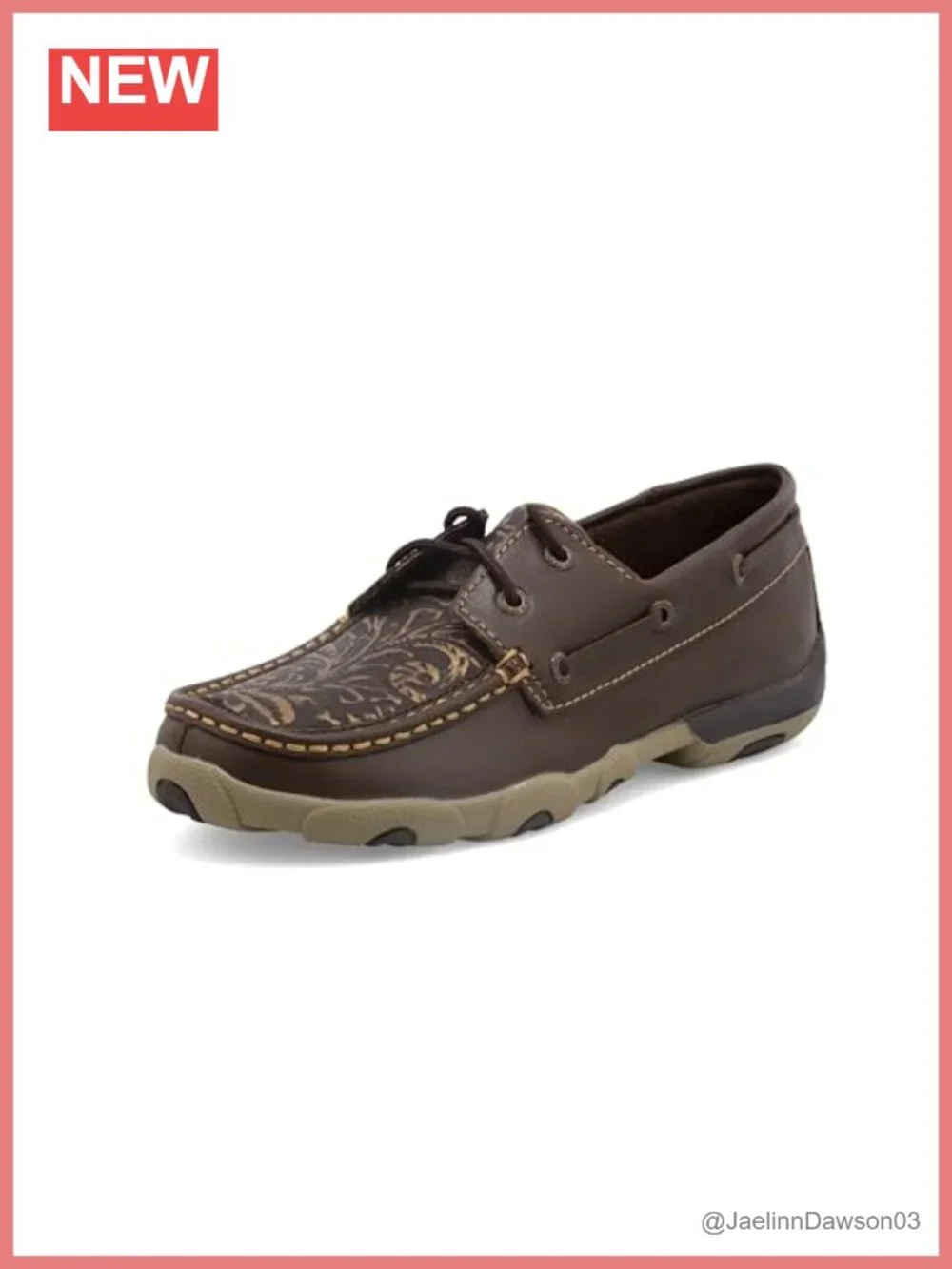 Twisted X Women's Leather Boat Shoe Driving Moc Lace-Up Comfort